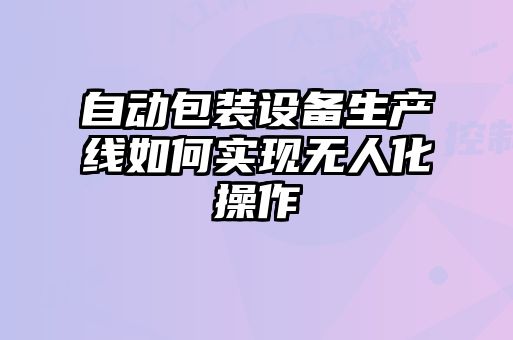 自動包裝設備生產線如何實現無人化操作