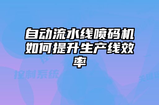 自動流水線噴碼機如何提升生產(chǎn)線效率