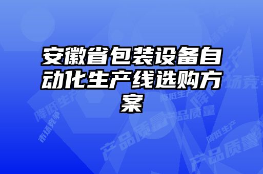 安徽省包裝設備自動化生產線選購方案