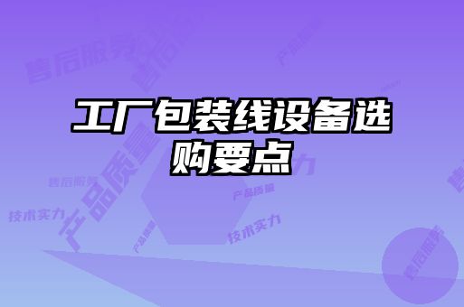 工廠包裝線設(shè)備選購(gòu)要點(diǎn)